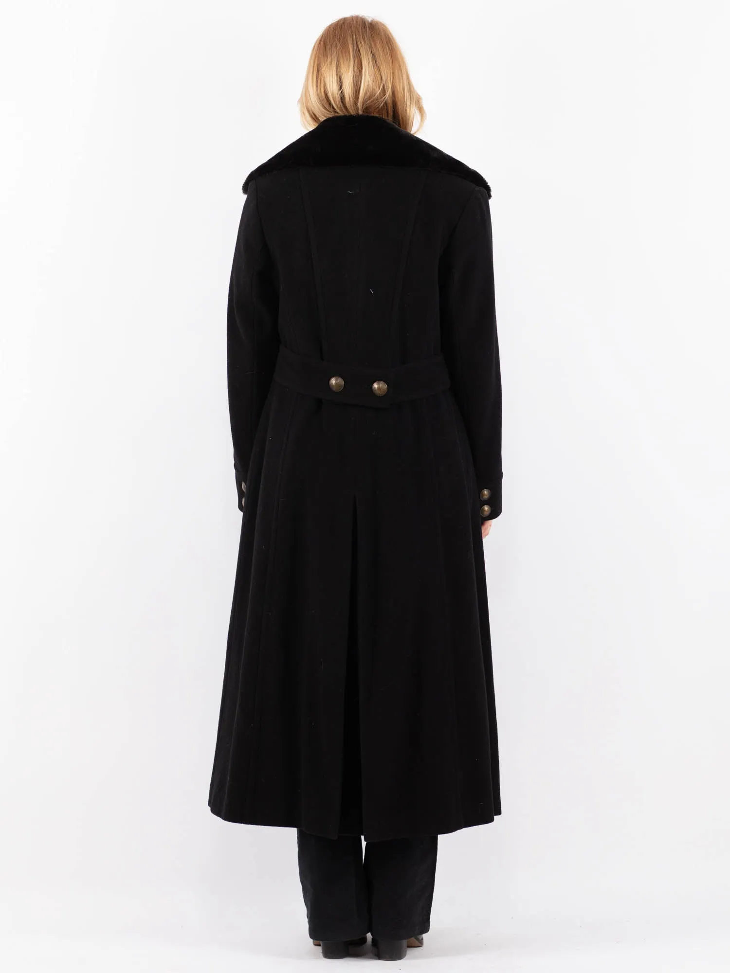 Vintage 00's Women Cashmere Wool Blend Coat in Black