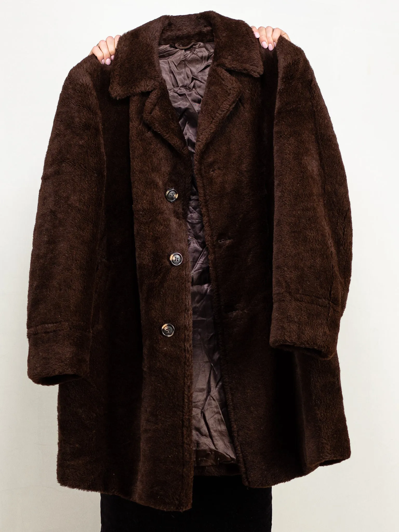 Vintage 60's Women Faux Fur Coat in Brown