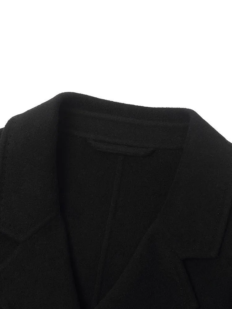 Wool And Cashmere Double-Faced Lapel Coat With Belt