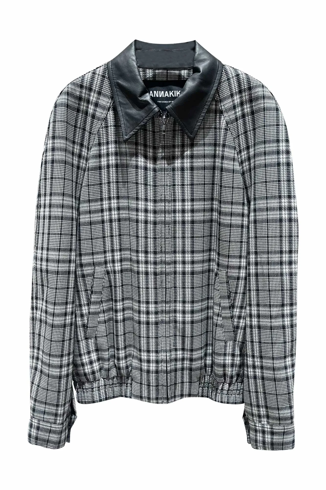 Wool black and white plaid jacket coat