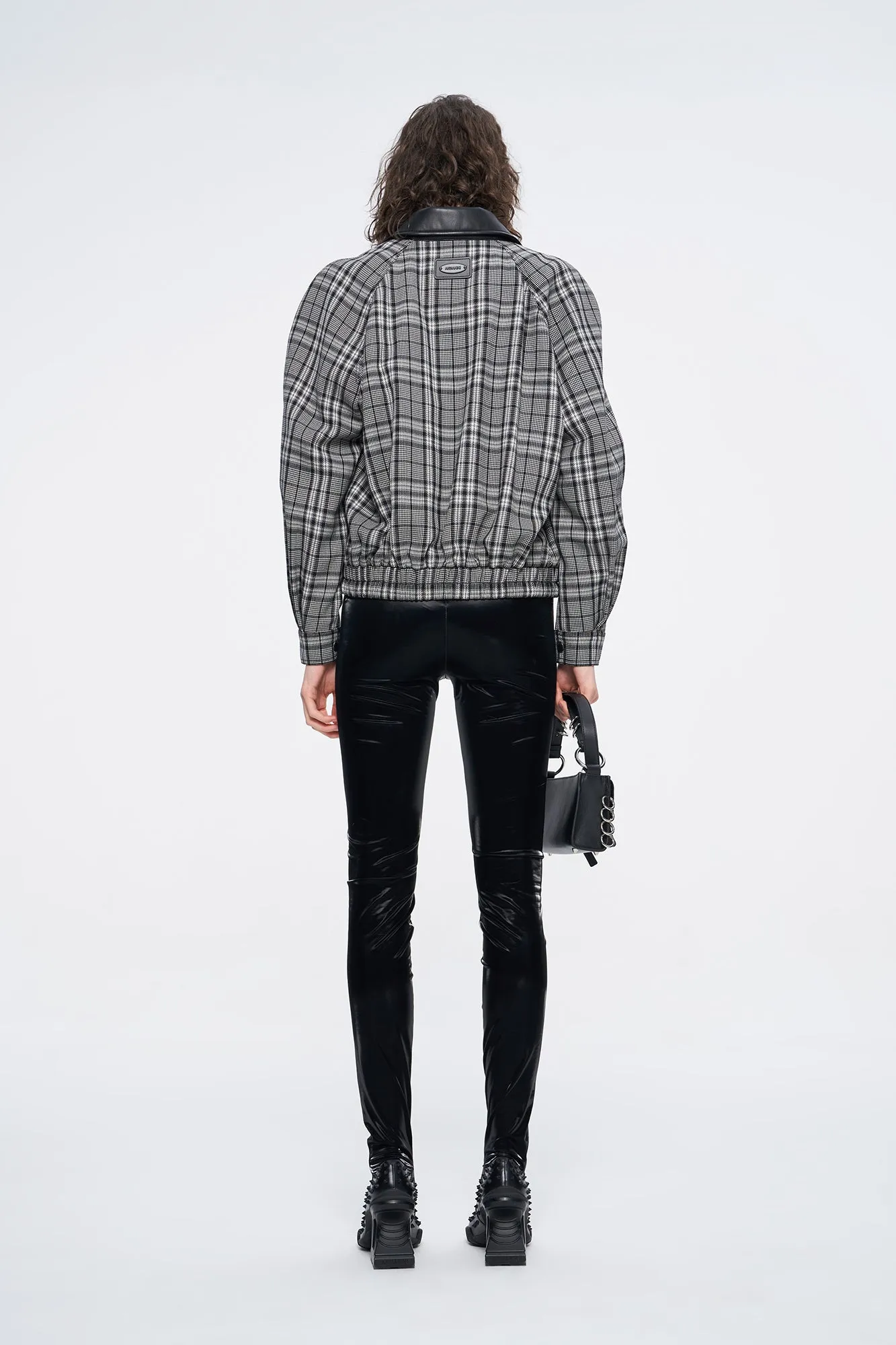 Wool black and white plaid jacket coat