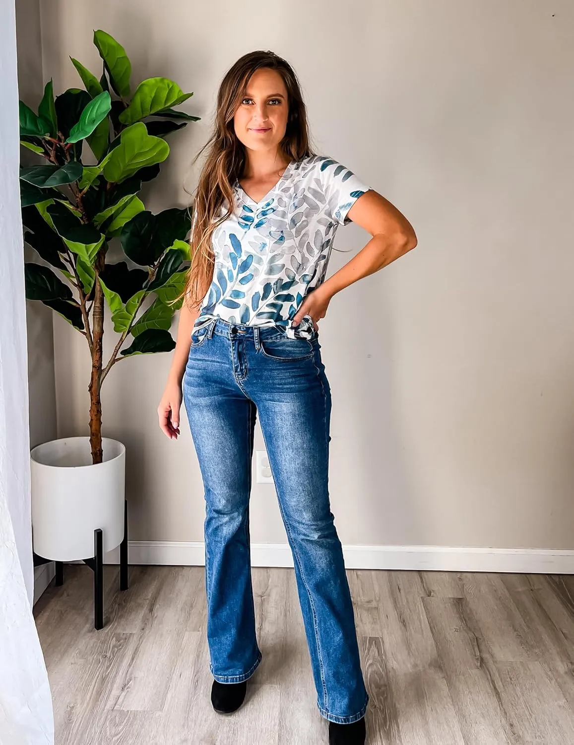 Zeagoo Women Casual Soft V Neck Basic Tee Tops