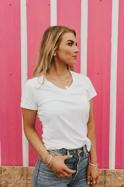 Zeagoo Women Casual Soft V Neck Basic Tee Tops