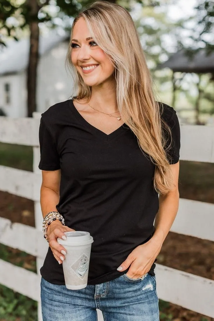 Zeagoo Women Casual Soft V Neck Basic Tee Tops